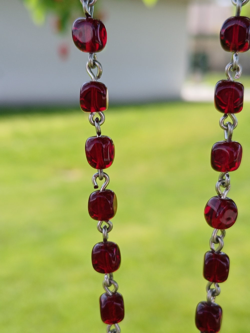 Saint Michael Red Bead Rosary Necklace - Picture 4 of 6